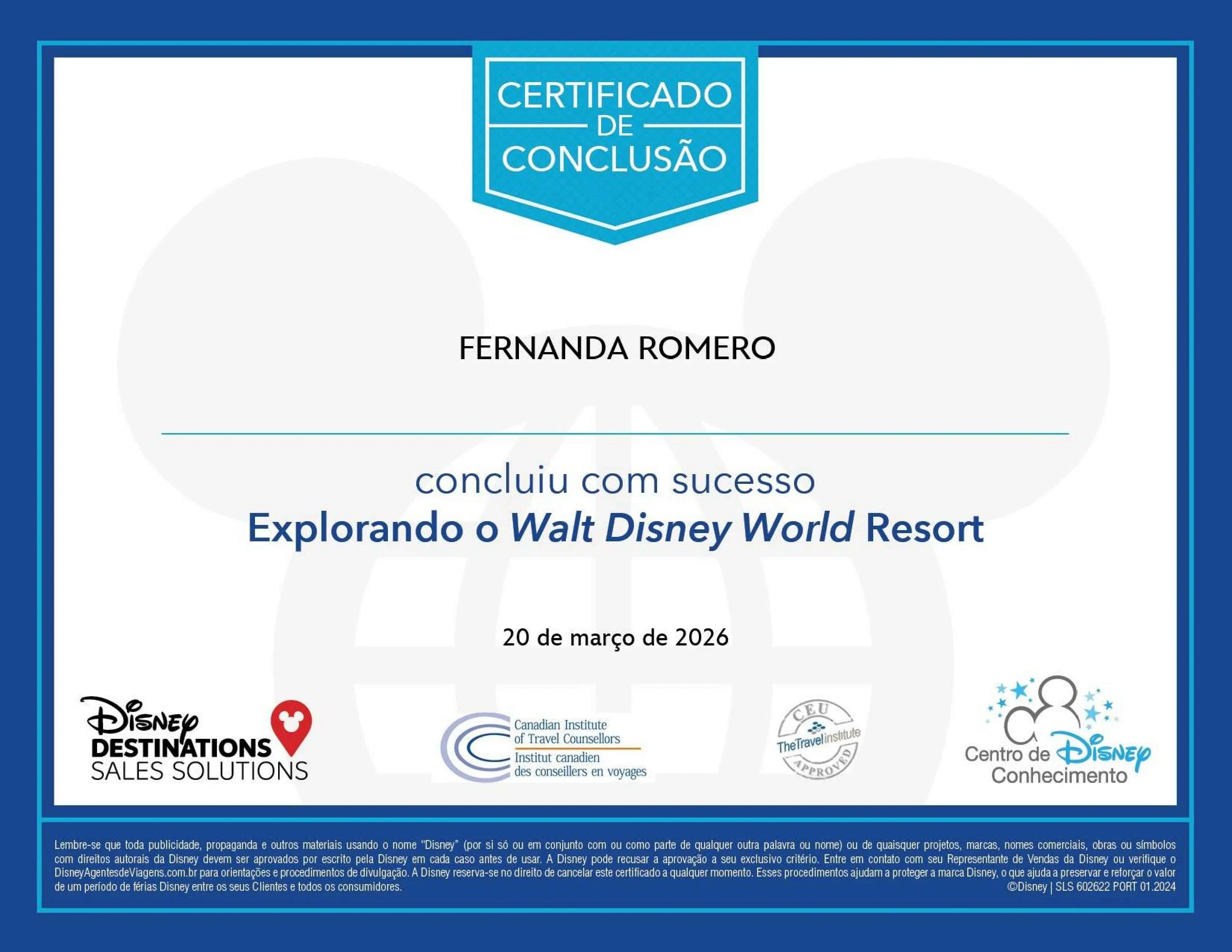 Certificado Walt Disney World Resort